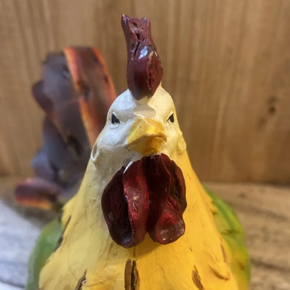Vintage Rooster, Colorful, Resin Figurine Country Decor Farmhouse Figuring